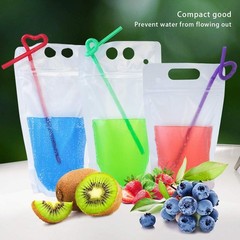 50PCS Drink Pouches For Adults,Reusable Zipper Bags 16OZ, Translucent Frosted