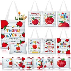 Paterr 12 Pcs Teacher Appreciation Gift Basket Filler Canvas Large, White