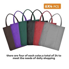 24-Pack Reusable Grocery Bags，Large Washable Foldable Shopping Bags，Heavy Dut…