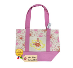 Safeway Hawaii Exclusive: Hawaii Inspired Pink Hibiscus Mini Canvas Tote Bag NEW