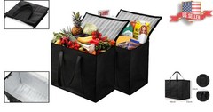 Space-Saving XL Insulated Food Delivery Totes – Reusable With Zipper Closure