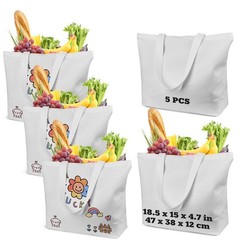 5 Pack Sublimation Tote Bags with Zipper, 12oz Heavy Duty 100% Polyester Blan…