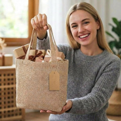 24 Pcs Mini Burlap Tote Bags with Handles Reusable Burlap Gift Bags with Tags Sm
