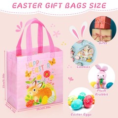 40 Pieces Easter Tote Bags with Handles Bunny Non Woven Bags Reusable Easter …