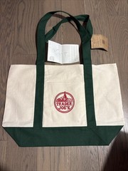 New Trader Joe’s Canvas Tote Grocery Bag Green Holiday Christmas Xmas Ships Now