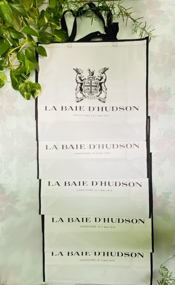 5 Hudson Bay Company Crest Logo HBC Reusable Gif/ Shopping Bags Sz M. New