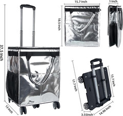 Reusable Grocery Bags on Wheels, Rolling Tote, 54L Portable Shopping Cart for Gr