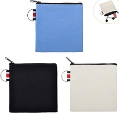 DraCra 3 Pack Small Canvas Zipper Pouch with Hanging Ring Square Multicolor