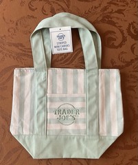 Trader Joe’s New 2026 Summer Striped Mini Canvas Tote Bag – Mint Green Pastel