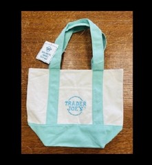 Trader Joe’s Mini Pastel Canvas Tote Bag Limited Sold Out “Mint Green” NEW
