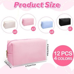 Limbeuuu 12 Pcs Preppy Makeup Bag PU 6.7 x 2.8 x 4.1 inches, Mixed Colors
