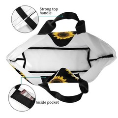 Funny Sunflower Theme Grocery Large Tote Bag Yellow Floral Print Handbags