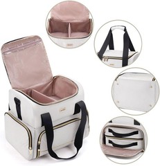 Large Makeup Cosmetic Bag with 2 Removable Case, Double Layer Large, Khaki