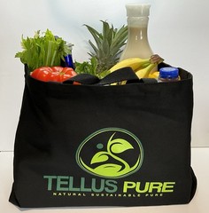 TellusPure Large Black Canvas Reusable Grocery Shopping Bag Beach Tote Durable
