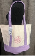Trader Joe’s Foldable Canvas Reusable Shopping Bag White Purple Solid