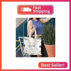 LUVADIAN Walk by Faith Christian Canvas Tote Bags for Women, Christian Gifts for