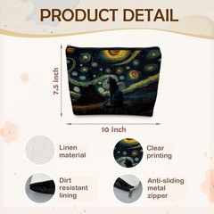 ignytiger Starry Night Black Cat Makeup Pouch Cosmetic Bag Mom Lady star cat