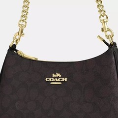 NWT Teri Shoulder Bag In Signature CV933 Gold/Walnut/Black