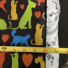 1884 Brand Nylon Fabric Reusable Tote Bag Dogs Cats Black Multicolor 16″ X 16″