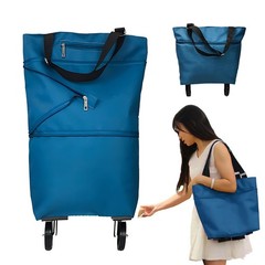 Collapsible Shopping Cart with 360° Swivel Wheels, Portable Folding Trolle-y …