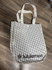 Lululemon Reusable Tote Bag Gray White Geometric Shopper Gym Bag