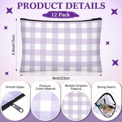 SilTriangle 12 Pcs Light Checkered Makeup Bags Canvas Checkered, Color