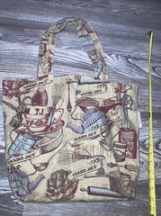 Trader Joe’s Reusable Canvas tote tan red brown baking theme Mint Made In USA
