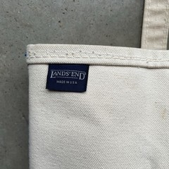 Vintage Lands’ End Boat & Tote Bag Canvas Sack Full Zip Green / White USA MADE