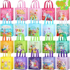 40 Pieces Easter Tote Bags with Handles Bunny Non Woven Bags Reusable Easter …