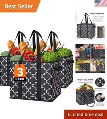 Eco-Friendly 3-Pack Reusable Grocery Bags – Water Resistant & Easy to Clean