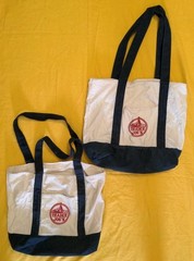 Trader Joes Canvas Reusable Bag Bundle 5 Bags Cheese, Blue Cream, Foldable
