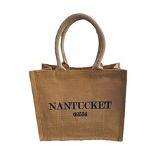 Nantucket 02554 Tote Jute Reusable Shopping Bag Beige Foldable