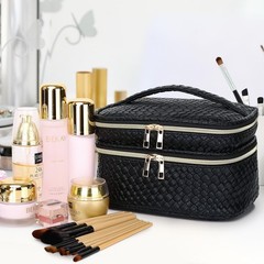 LOFOWN Large Makeup Bag for Women Double Layer Cosmetic with B/Black