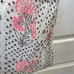 Free People Lightweight Reusable Shop Bag Pink Floral Gray Mesh Linen Festival