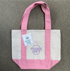Trader Joes Mini Pastel Canvas Tote Bag Set Of 4 Colors Green Pink Purple Blue