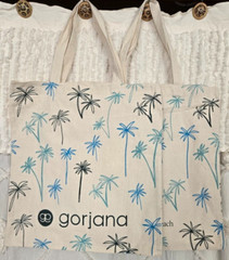 Gorjana Canvas Tote Palm Trees Limited Edition Shopping 2-Bags 16″ x 15″ Natural