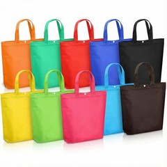 50 PCS Foldable Reusable Grocery Shopping Tote Bags Snap Closure Assorted Colors