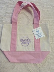 TRADER JOE’S MINI PASTEL CANVAS TOTE BAG PINK ( NWT)