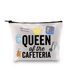 GJTIM Lunch Lady Gift Queen of the Cafeteria Makeup Bag Beige
