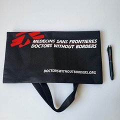 Doctors Without Borders Logo Black Tote Reusable Shopping Bag + Pen Multi Tool