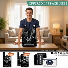 Black Thank You T-Shirt Bags – 100 Reusable & Disposable Grocery Bags 11x6x21
