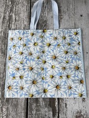🌼DAISIES 🌼 Flower Reusable Shopping Bag Tote 17.5″x19.5″ Blue & White