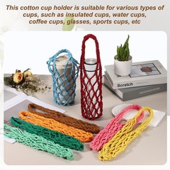 2 Pcs Crochet Water Bottle Carrier Bag for Hiking Shopping (Light Green)
