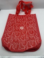 Lululemon Small Reusable Shopping Tote Lunch Bag Red White Pattern Spring 2025