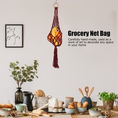 Net Bag Hanging Basket Home Kitchen Hand Woven Cotton Rope Vegetable And