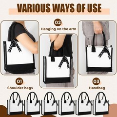 12 Pcs Small Canvas Tote Gift Bags Bulk for Women Size 10 x 10 x 4 Inch Subli…