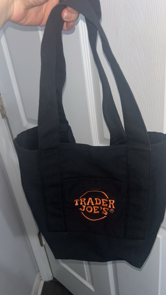 Trader Joes Mini Tote Bag Black and Orange Rare Halloween