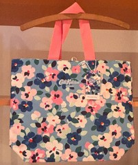 Cath Kidston Reusable Shopping Tote Bag and Foldable Bag, Floral Navy Set of 2