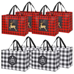 8 Pack Extra Large Christmas Gift Bags, Reusable Tote Bags with Handle Non-Wo…