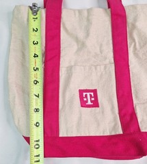 T-MOBILE Tmobile Mini Canvas Tote Bag White Pink 12.5 x 10.5″ Grocery Reusable
